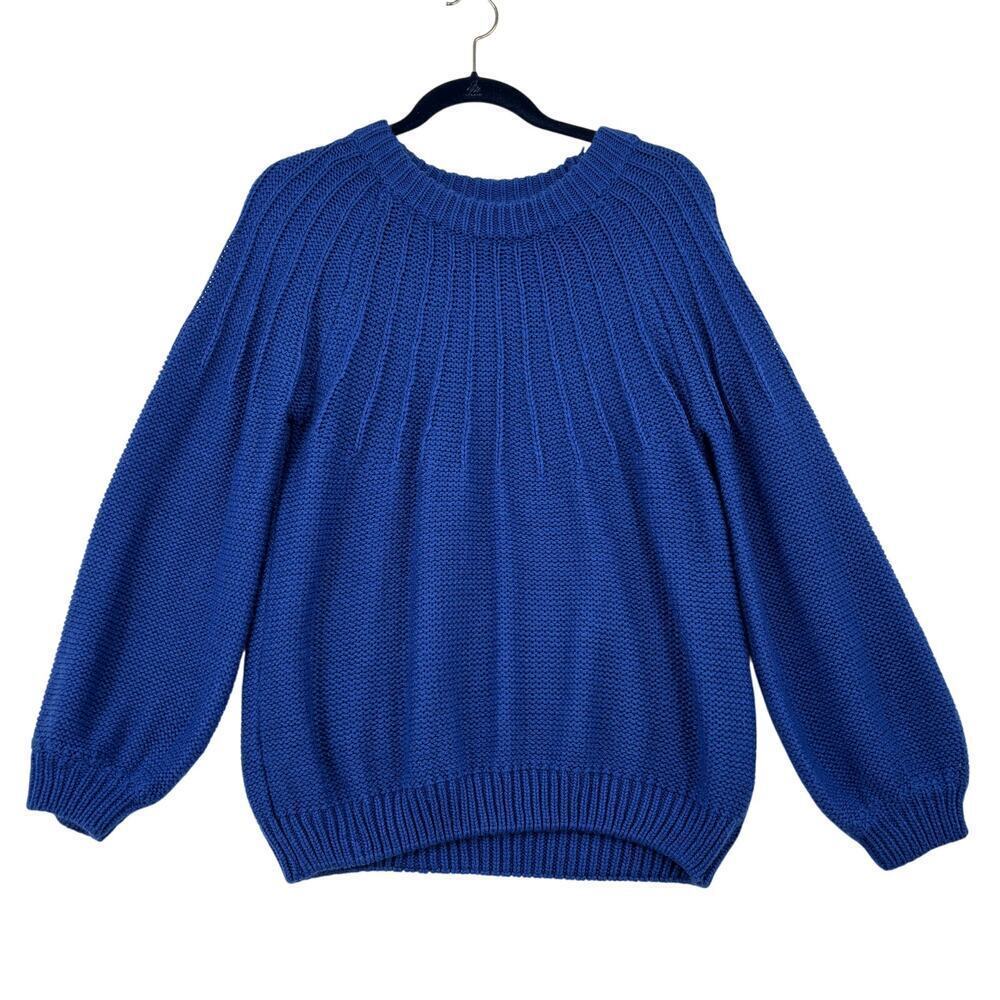Umgee Sweater Womens Size S Blue Balloon‎ Sleeve Loose Knit Long Sleeve